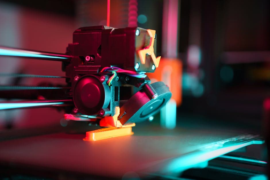 Een afbeelding die het proces van 3D-printen toont met een 3D-printer die een object aan het creëren is.