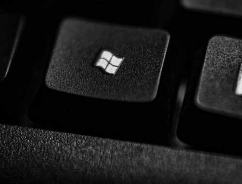 close-up van toetsenbord, knop 'Microsoft Windows'