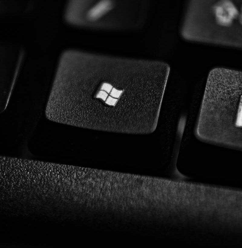 close-up van toetsenbord, knop 'Microsoft Windows'